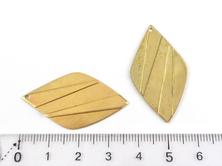 2x Pendentif losange feuille (21mm x 38mm) PP-065