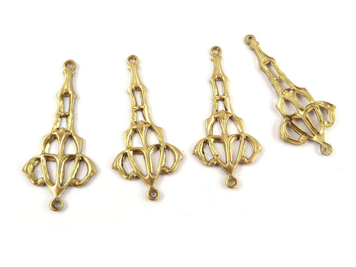 4x Connecteur goutte ajourée Art Nouveau vintage (28mm x 12mm) V-041