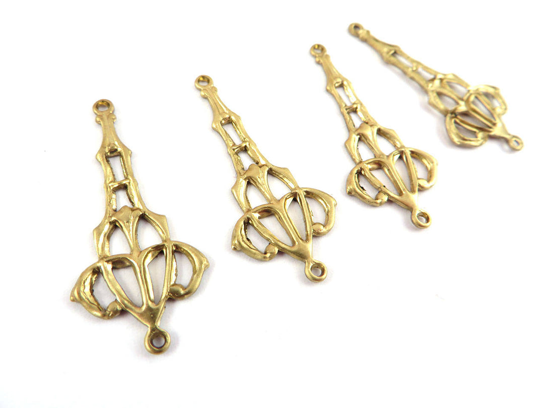 4x Connecteur goutte ajourée Art Nouveau vintage (28mm x 12mm) V-041