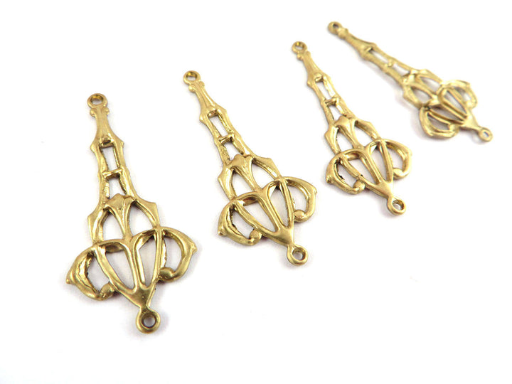 4x Connecteur goutte ajourée Art Nouveau vintage (28mm x 12mm) V-041