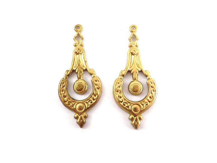 2x Pendentif goutte disque pendule ajouré Victorien (34mm x 14mm) V-053