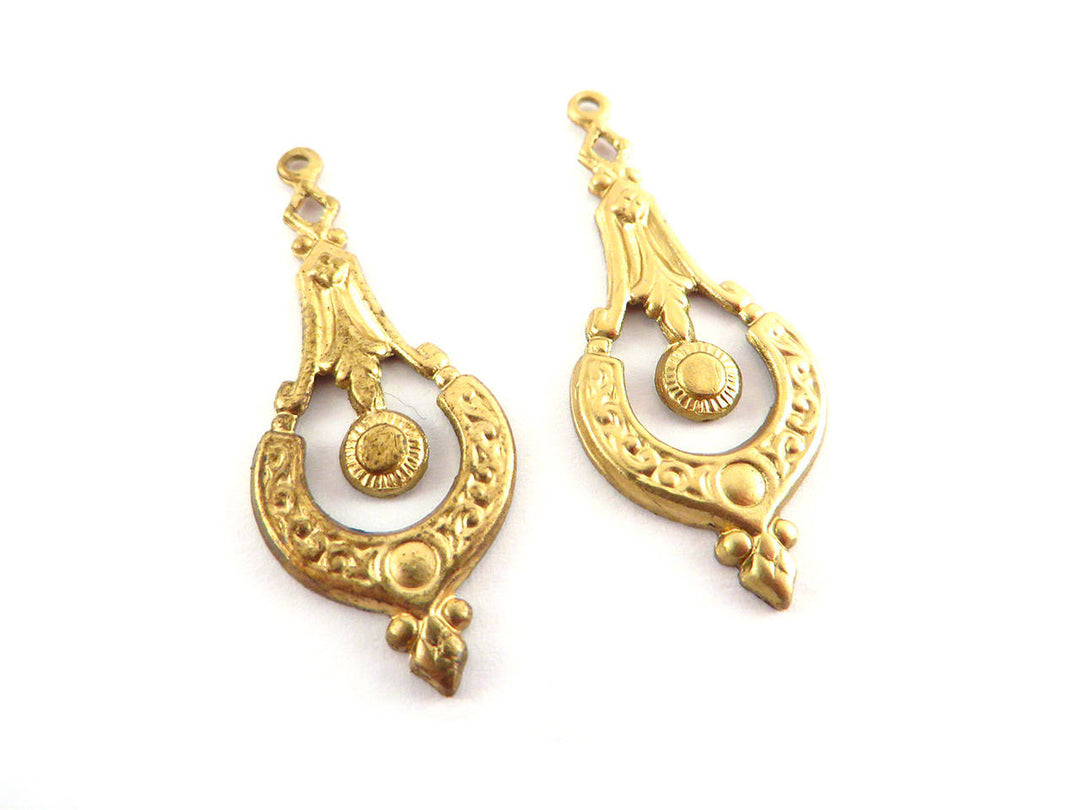 2x Pendentif goutte disque pendule ajouré Victorien (34mm x 14mm) V-053