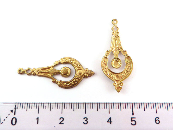 2x Pendentif goutte disque pendule ajouré Victorien (34mm x 14mm) V-053