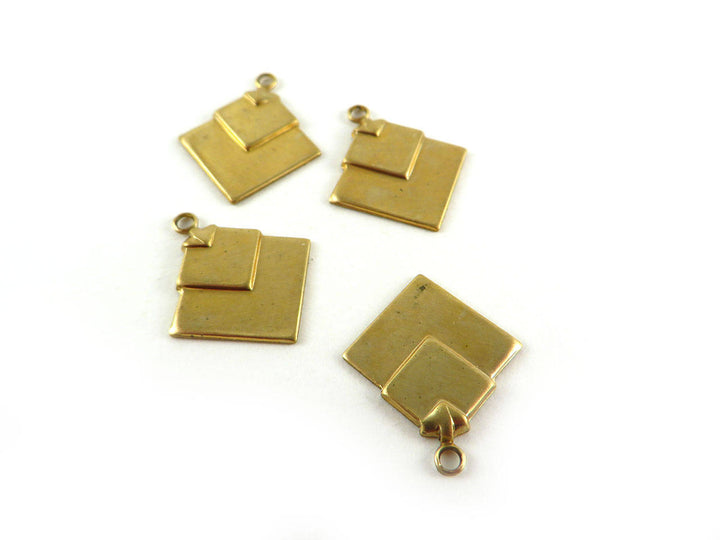 4x Breloque carré éventail Art Déco (15mm x 17mm) V-070