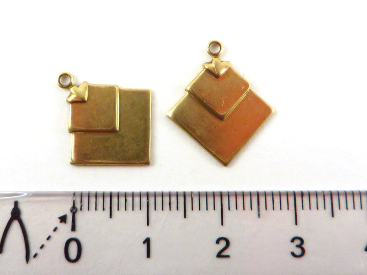 4x Breloque carré éventail Art Déco (15mm x 17mm) V-070