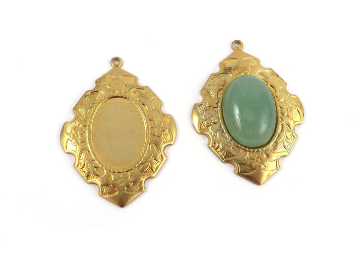 1x Breloque Art Nouveau support cabochon 13x18 mm (38mm x 28mm) M-004