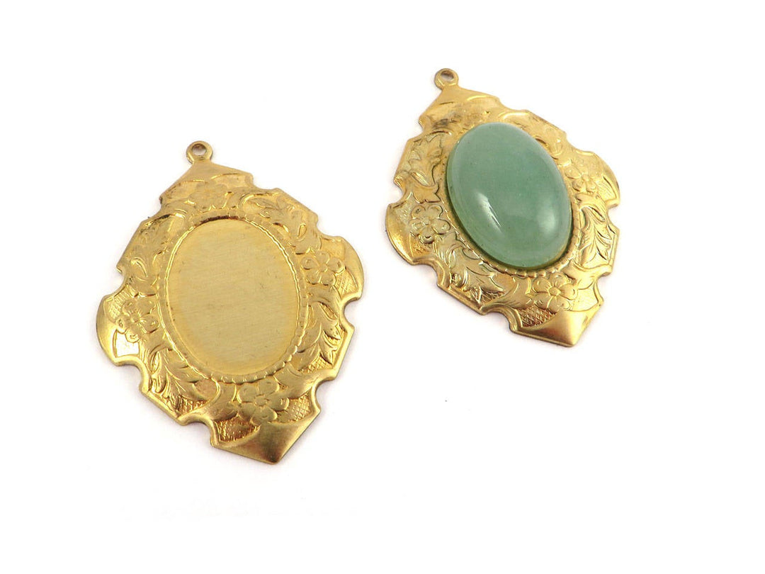 1x Breloque Art Nouveau support cabochon 13x18 mm (38mm x 28mm) M-004