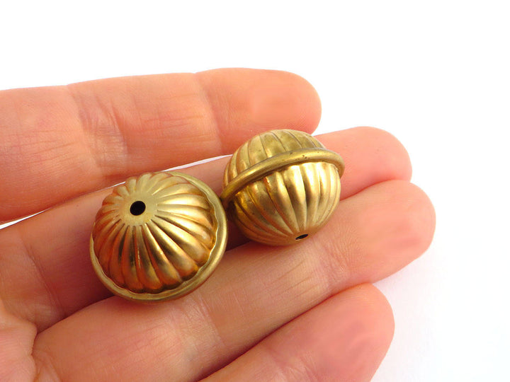 2x Grande perle ronde strié (20mm x 17mm) P-003