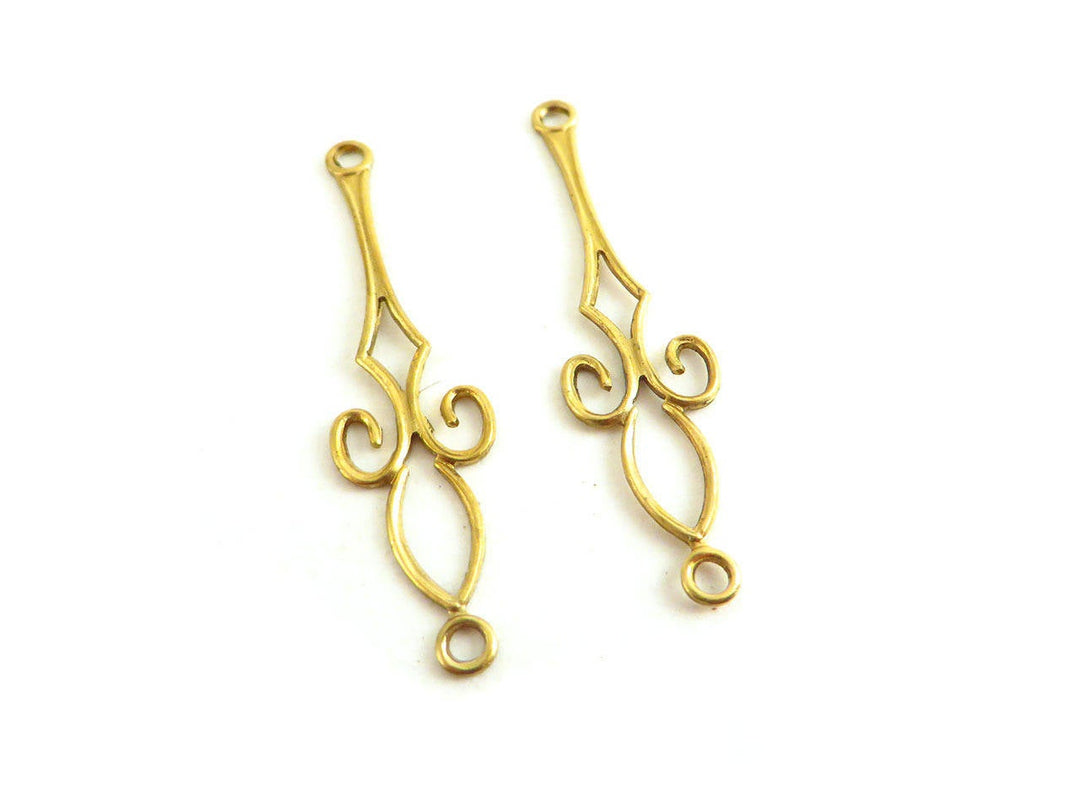 2x Connecteur goutte fleur de lys vintage (37mm x 9mm) V-022
