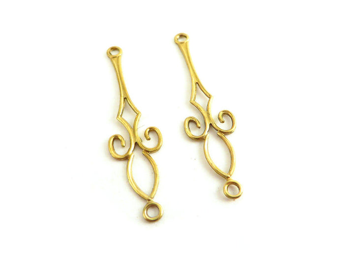 2x Connecteur goutte fleur de lys vintage (37mm x 9mm) V-022