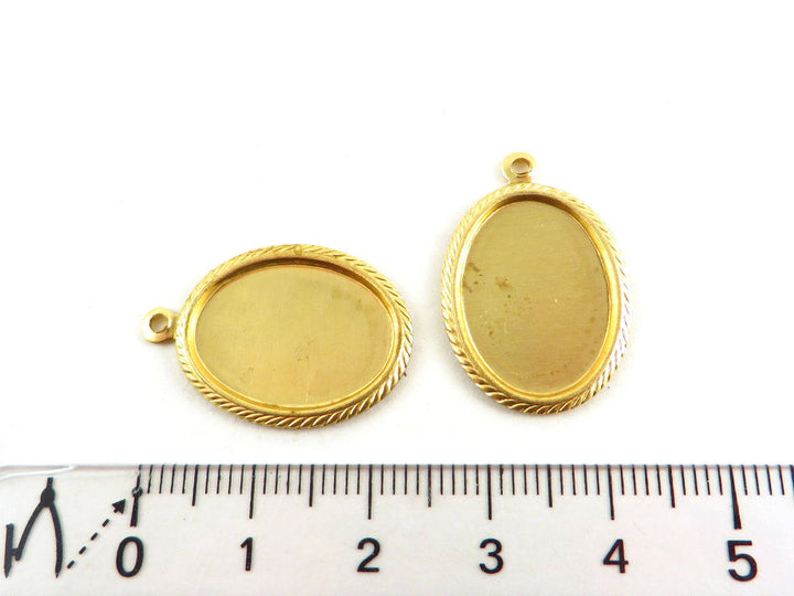 2x Support cabochon 13 x 18 mm décoré corde (25mm x 17mm) M-012