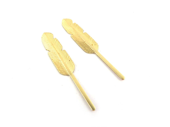 6x Breloque plume (32mm x 5mm) CH-064