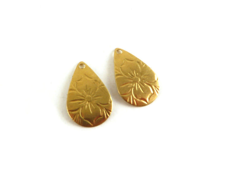 6x Breloque goutte fleur (19mm x 12mm) PP-123