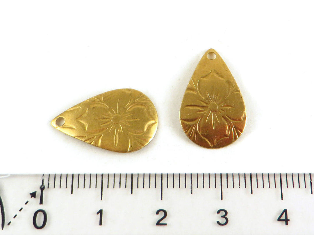 6x Breloque goutte fleur (19mm x 12mm) PP-123