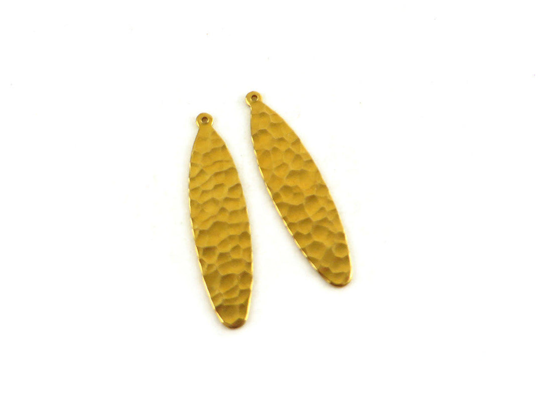 4x Breloque goutte ovale martelé (32mm x 8mm) PP-105