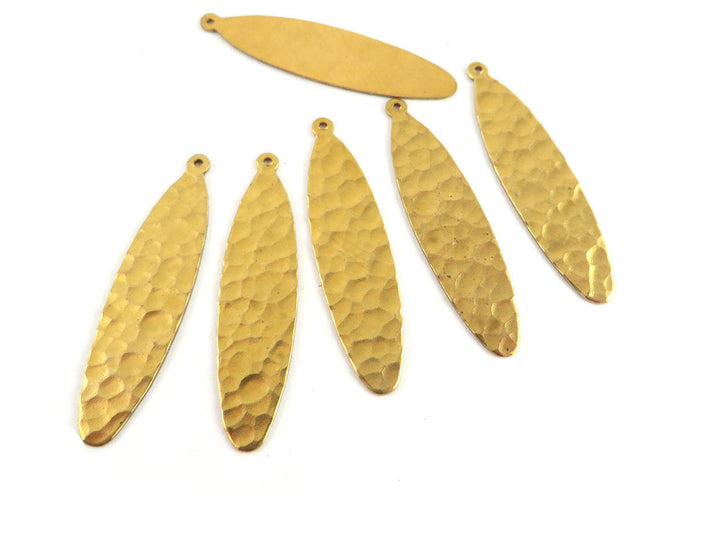 4x Breloque goutte ovale martelé (32mm x 8mm) PP-105