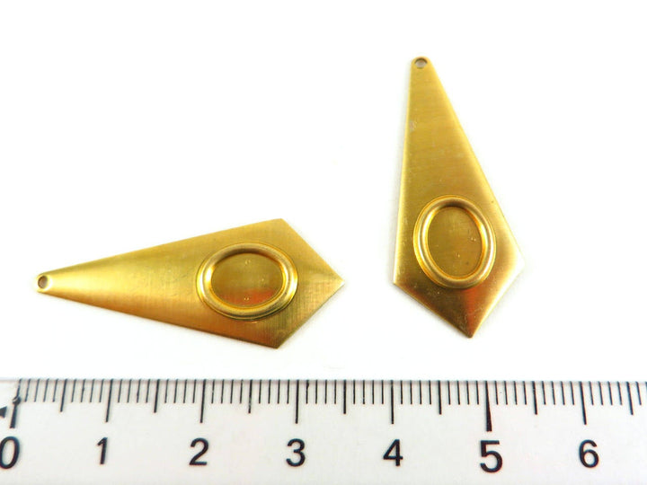 4x Breloque losange support cabochon 6 x 8 mm (35mm x 15mm) PV-070
