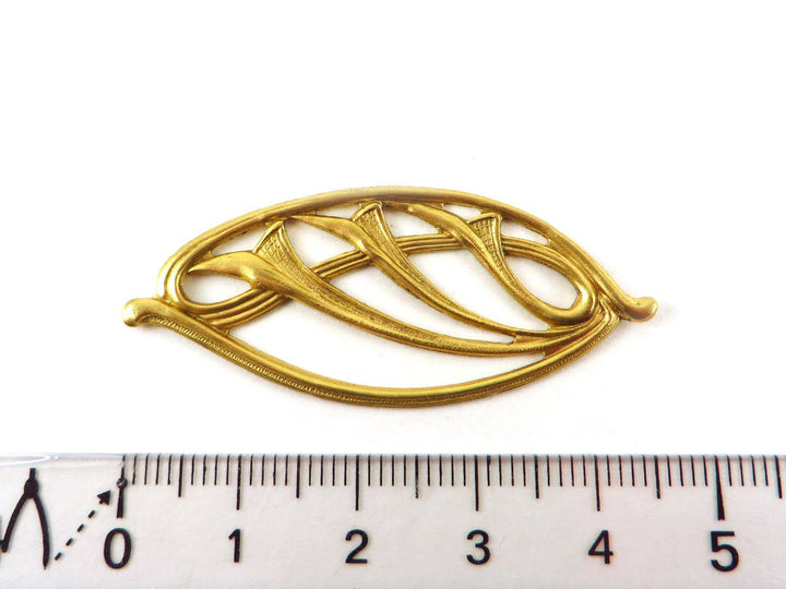 1x Pendentif goutte navette filigrane floral Art Nouveau (46mm x 19mm) V-051