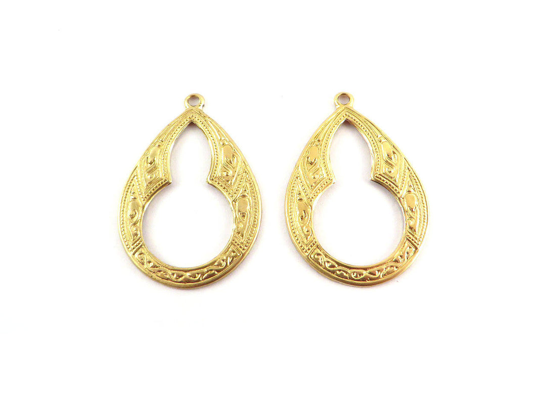 2x Breloque goutte Vintage (29mmx 20mm) V-023