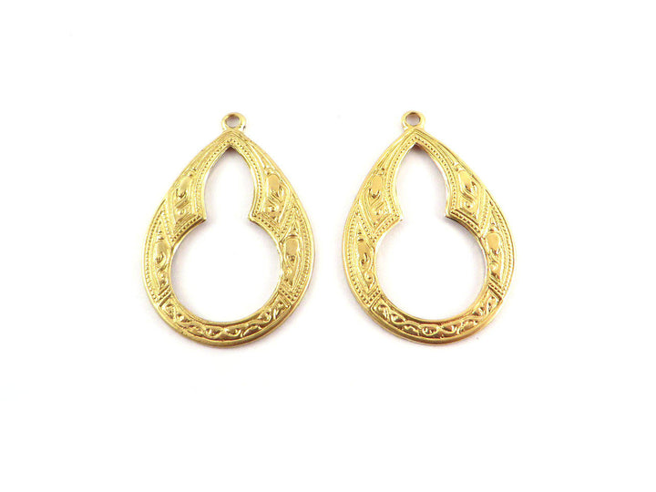 2x Breloque goutte Vintage (29mmx 20mm) V-023