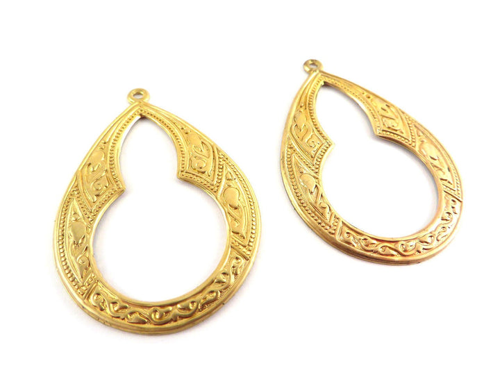 2x Pendentif goutte Vintage (46mmx 33mm) V-005