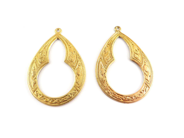 2x Pendentif goutte Vintage (46mmx 33mm) V-005