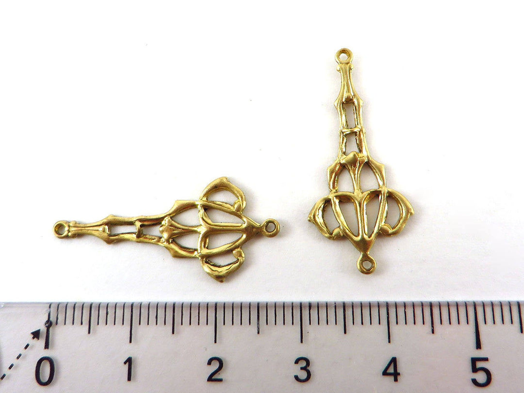 4x Connecteur goutte ajourée Art Nouveau vintage (28mm x 12mm) V-041