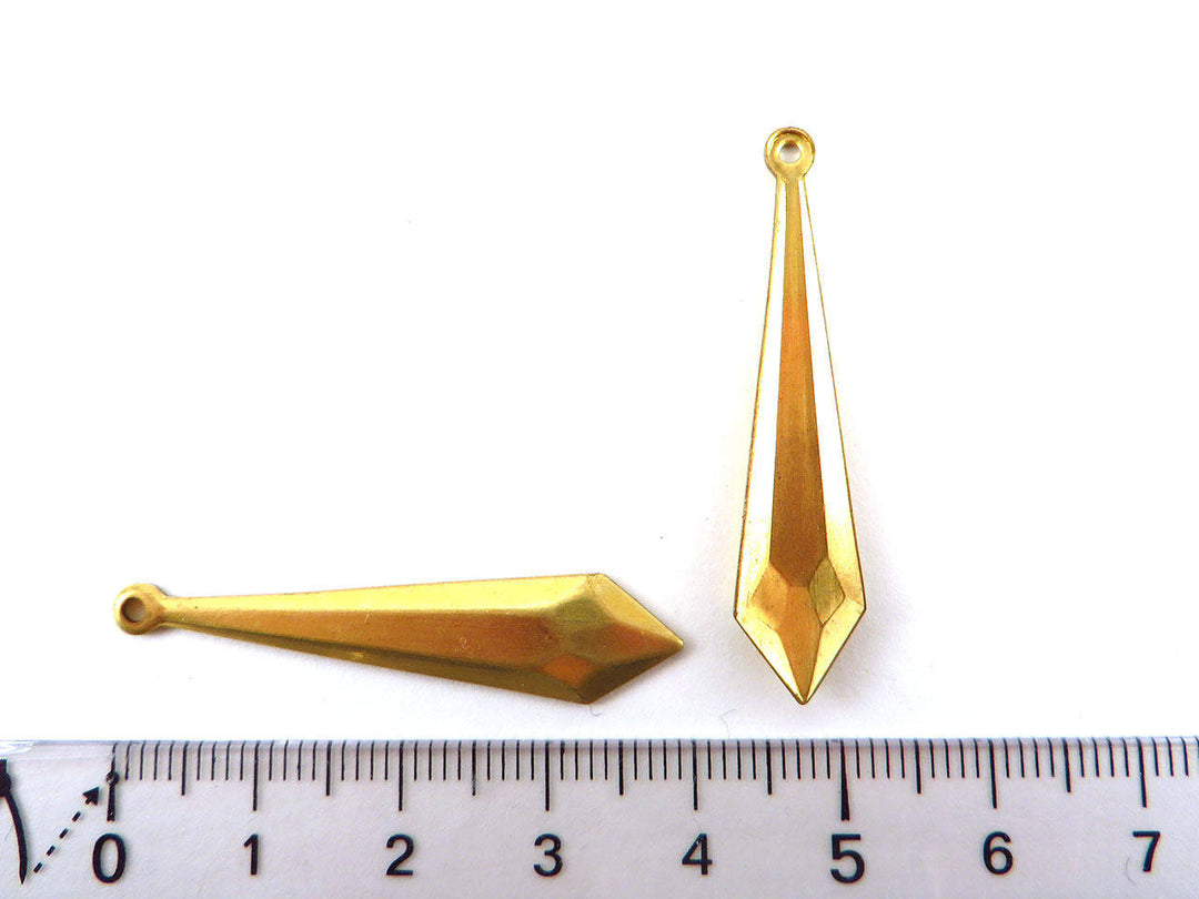 2x Breloque goutte pointe facette (40mm x 9mm) PV-030