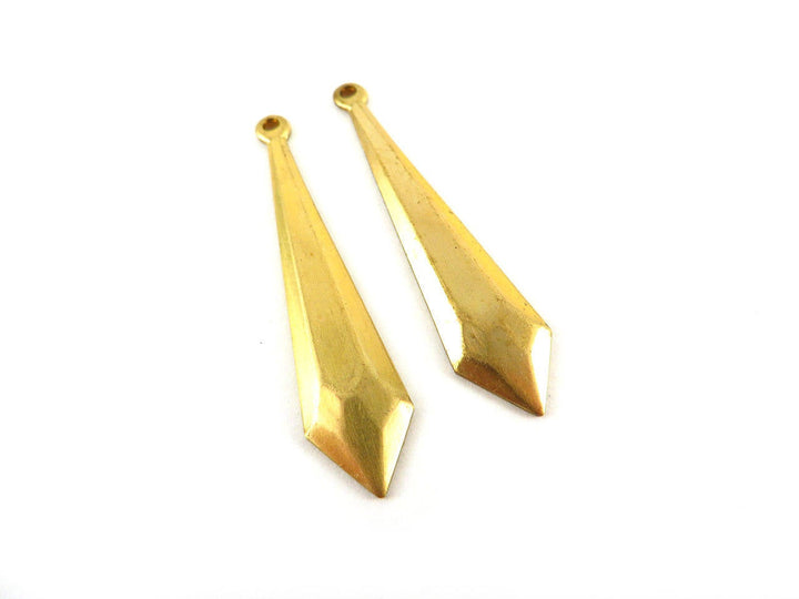 2x Breloque goutte pointe facette (40mm x 9mm) PV-030