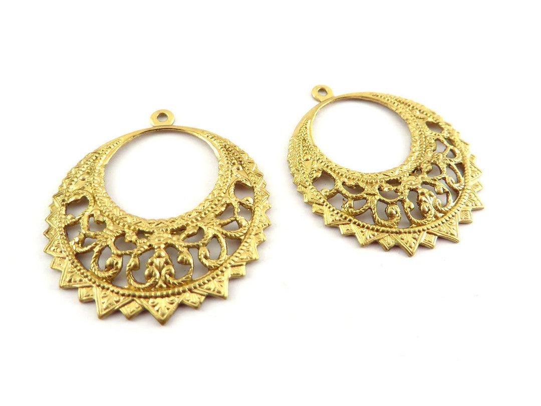 2x Pendentif créole ethnique filigrane (33mm x 28mm) V-091