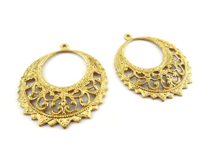 2x Pendentif créole ethnique filigrane (33mm x 28mm) V-091