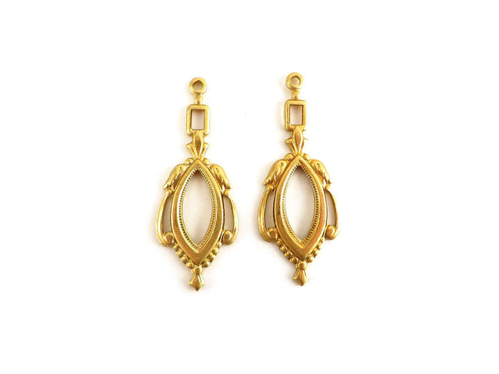 2x Breloque goutte vintage (36mm x 14mm) V-006