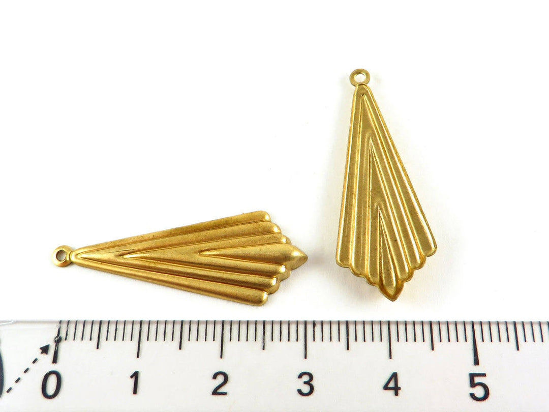 4x Breloque losange éventail Art Déco (32mm x 12mm) PV-067