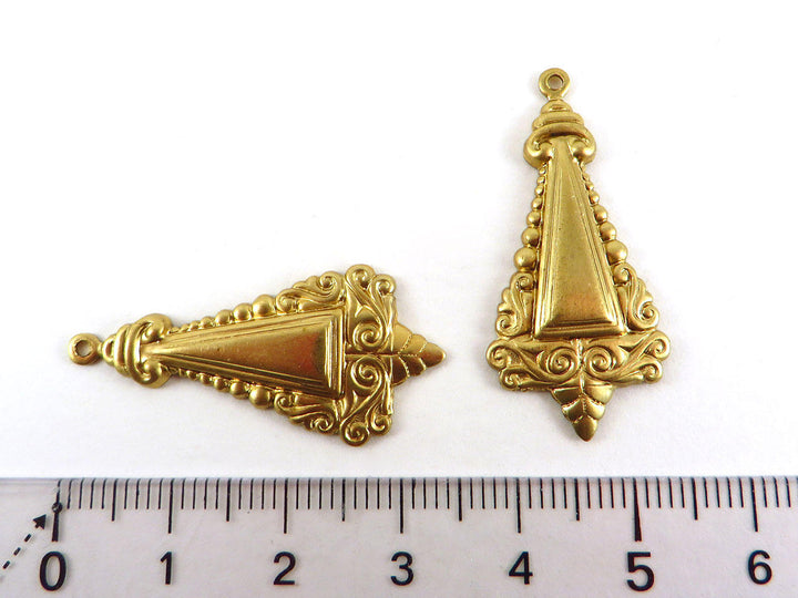 2x Breloque triangle vintage (34mm x 16mm) V-032