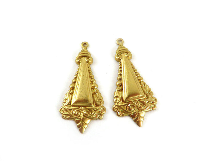 2x Breloque triangle vintage (34mm x 16mm) V-032