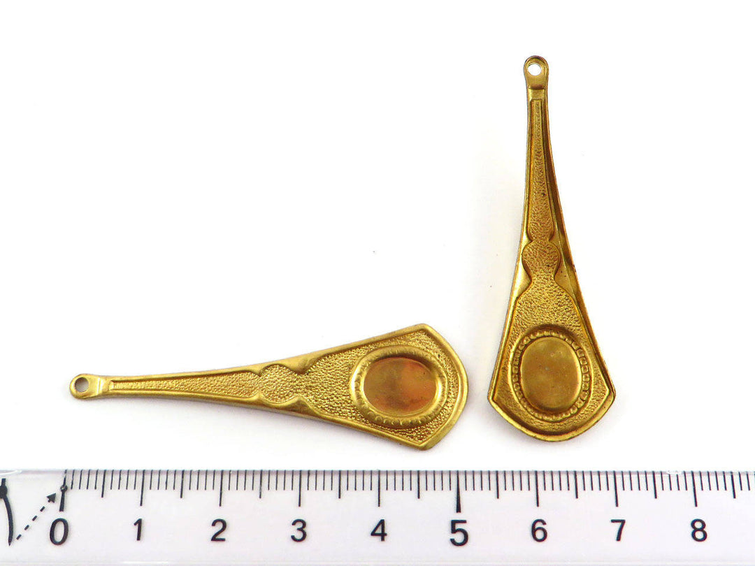 2x Pendentif goutte support de cabochon 8x10mm (52mm x 16mm) V-001