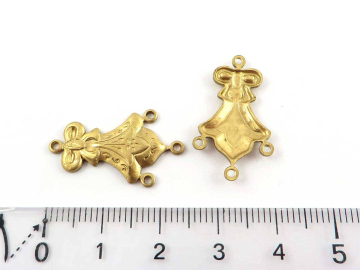 4x Connecteur chandelier goutte fleur de lys et nœud papillon (13mm x 25mm) V-117