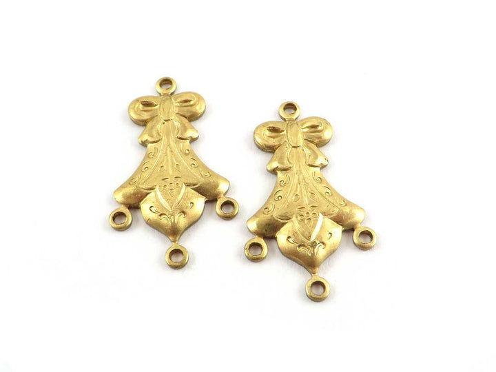 4x Connecteur chandelier goutte fleur de lys et nœud papillon (13mm x 25mm) V-117