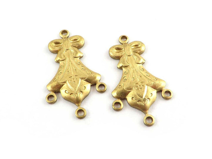 4x Connecteur chandelier goutte fleur de lys et nœud papillon (13mm x 25mm) V-117