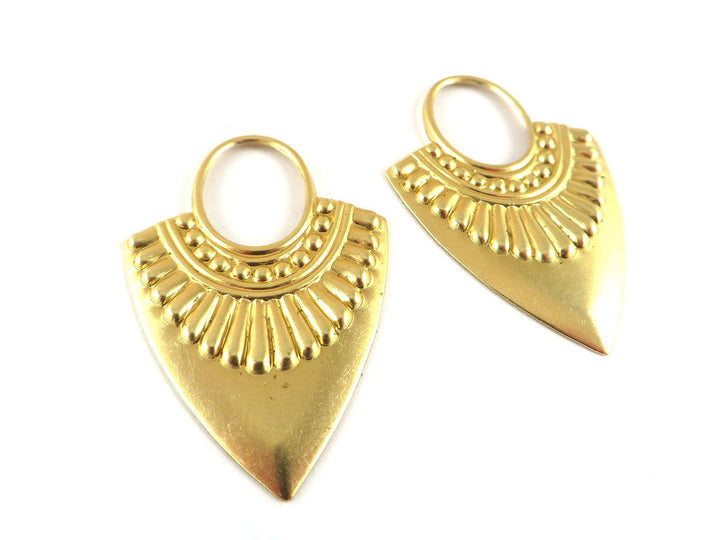 2x Pendentif goutte triangle bouclier ethnique (33mm x 48mm) PV-137