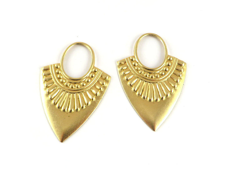 2x Pendentif goutte triangle bouclier ethnique (33mm x 48mm) PV-137
