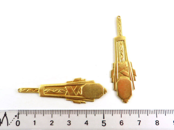 2x Pendentif goutte pendule support Art Déco (53mm x 15mm) V-063