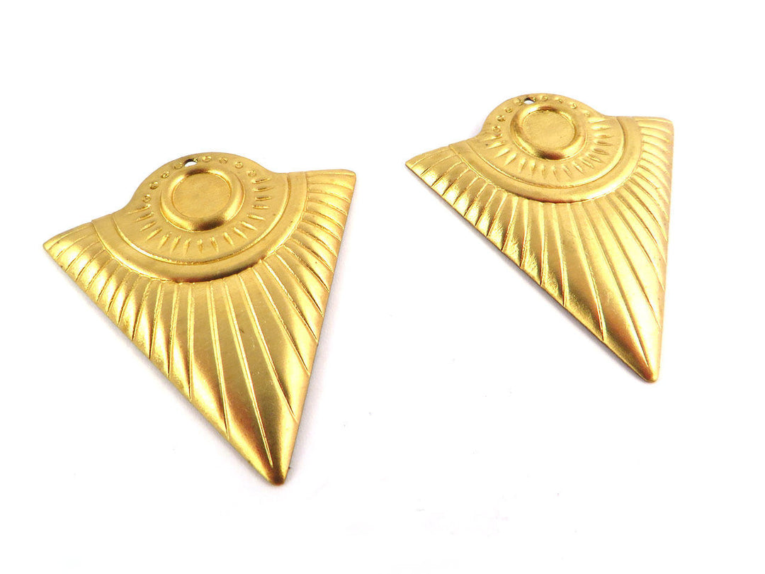 2x Pendentif triangle Art Déco support rond 6mm (35mm x 33mm) PV-132