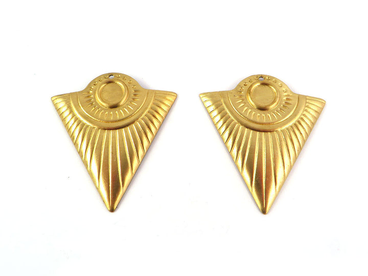 2x Pendentif triangle Art Déco support rond 6mm (35mm x 33mm) PV-132