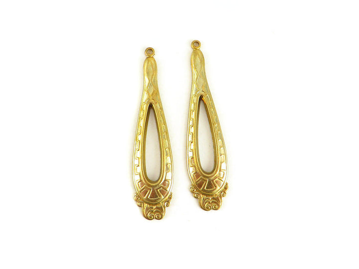 2x Pendentif goutte Vintage (49mm x 12mm) V-009