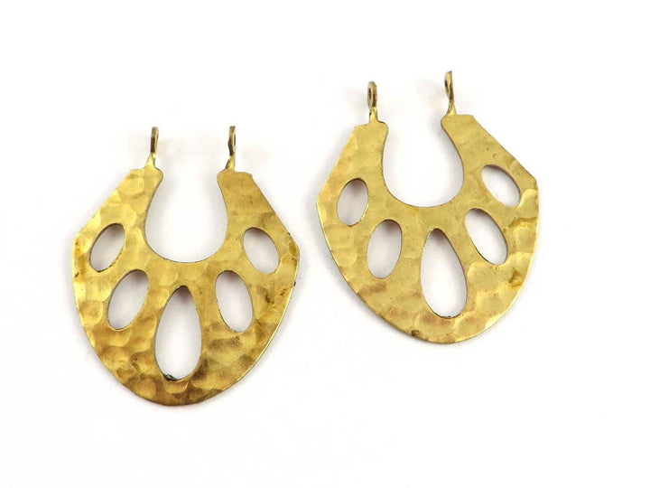 2x Connecteur goutte ajourée organique martelé (24mm x 30mm) PP-242