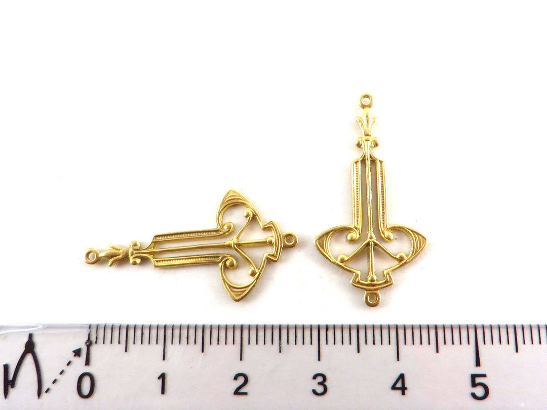 2x Connecteur goutte ajourée vintage filigrane (28mm x 15mm) V-065