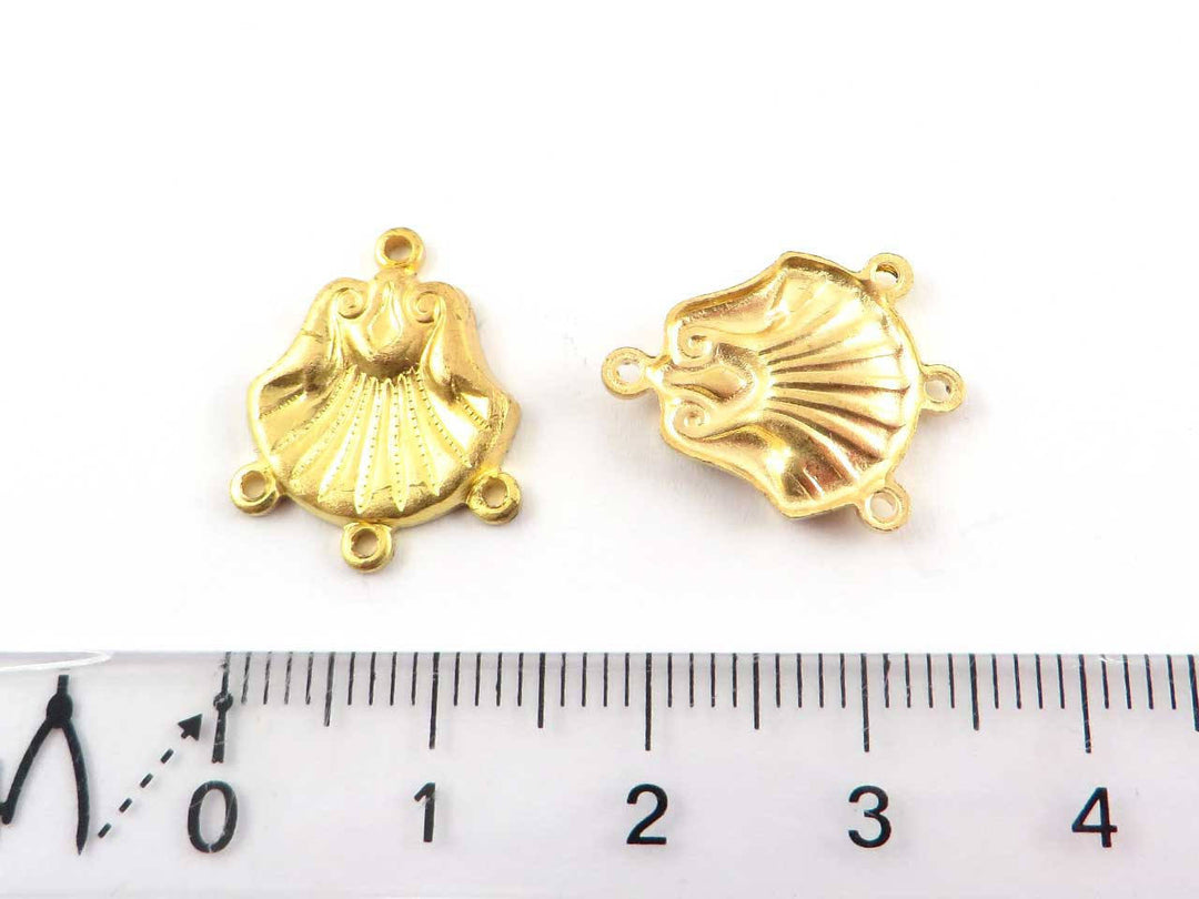 4x Connecteur chandelier goutte coquillage 4 œillets (13mm x 17mm) V-115