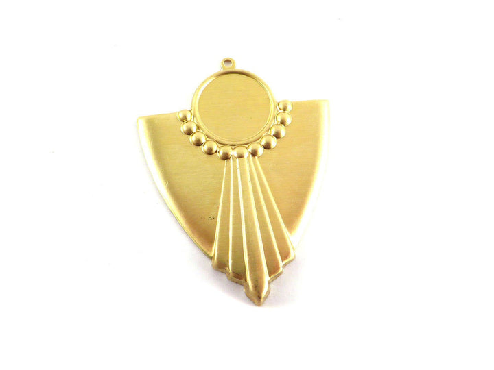 2x Pendentif triangle écusson Art Déco support cabochon rond (33mm x 44mm) V-095