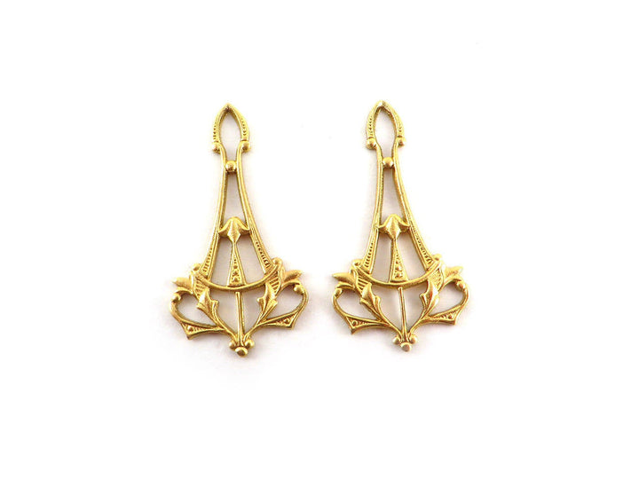 2x Connecteur goutte Art Nouveau filigrane (30mm x 16mm) V-066